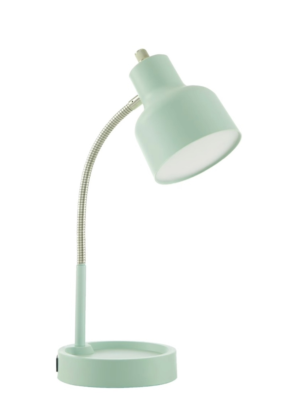 Mainstays | LED Desk Lamp with Catch-All Base & AC Outlet | Matte Mint Green